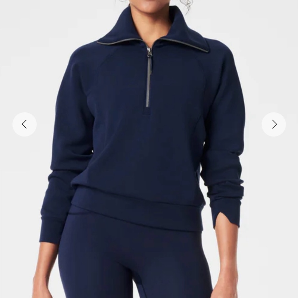 Spanx AirEssentials Half Zip Sweatshirt, Navy, M